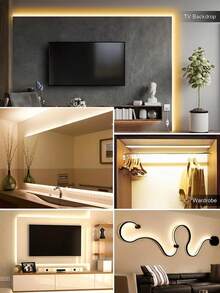 1m/2m/3 metros/4m/5m Tira de luz flexible de neón LED, iluminación decorativa, lámpara regulable con interruptor de botón alimentada por USB, para dormitorio, sala de estar, gabinete de exhibición, iluminación de espejo de baño - Talla única para todos - Ver 6