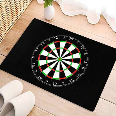 1pc Premium Flannel Dart Pattern Welcome Mat, Non-Slip Washable Doormat, Machine Washable Fade-Resistant Decorative Carpet, Available In Multiple Sizes, Suitable For Entryway, Living Room, Bedroom, Kitchen, Hallway, Study, Dining Room, Bathroom And Office, Perfect For Home Game Room Decor And Darts Player Accessories