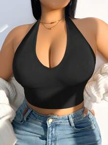 1pc Plus Size Women Racerback Sports Bra With Removable Pads, Wireless Shaping Waist Workout Bra - Black - View 7