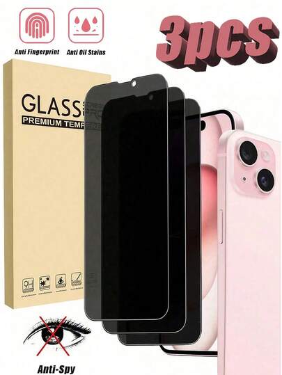 3 piezas Protector de pantalla de vidrio templado de 9H de dureza para iPhone 17 Pro Max, anti-arañazos, tacto sensible, sin burbujas, adecuado para la serie , regalo de cumpleaños para familiares y amigos, accesorio para smartphone, cobertura completa a prueba de agua y anti-caídas, anti-huellas