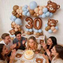 DBear Balloon Garland Arch Kit 124PCS Balloons For Bear Theme Decorations Boho Wedding Bridal Engagement Anniversary Birthday Party Plies - xanh nâu - Xem 6