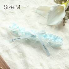 Personalized Wedding Gift Personalized "Something Blue" Bridal Wedding Strap With Name And Date Custom Ruffle Wedding Bridal Strap With Bow Collection Custom Date Lace Bow Wedding Accessory Bridal Gift Bridal Party Classic Bridal Style Fashion - Pearlless Version - View 22