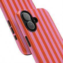 Red & Black Striped Phone Case, Compatible With IPhone 17, 16, 15, 14, 13, 12, 11 - Red and Black Color-blocked Stripes - View 2