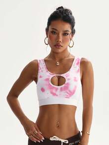 Women's Fashion Ombre Print Removable Padded Criss-Cross Back Sports Knit Bra - Multicolor - View 4