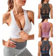 Sujetador deportivo sin aros para mujer, blanco - M - Azul Marino - Ver 2