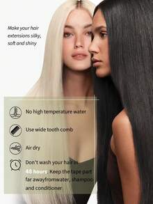 DNE HAIR 10片装100%真人发无缝隐形接发片，1号乌黑直发，长度14-22英寸，丝滑柔顺，发尾浓密，适合细软发质，沙龙及日常使用。 - S1 - 查看 9