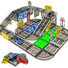 Bloques de construcción de escena de tráfico urbano con carreteras de tierra y agua transparentes de vitral (30-48 piezas con coches) - Juguete educativo y divertido para que los niños construyan redes de tierra y agua, para conducir coches - Multicolor - Ver 1