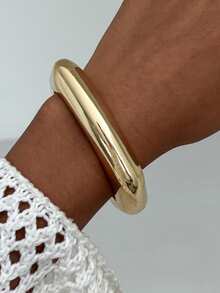 1pc Elegant Geometric Arc Smooth Charm Resin Cuff Bracelet, Luxurious Glamour, Suitable For Wedding, Party, Vacation, Casual, Street Style, Women's Couples Holiday Birthday Versatile Bracelet Gift - Bracelet - View 11