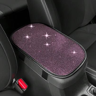 1 pieza Funda brillante para reposabrazos de la consola central del coche, funda protectora de la consola central del coche con diamantes de imitación, almohadilla de reposabrazos de cristal suave, ajuste universal para la mayoría de los vehículos