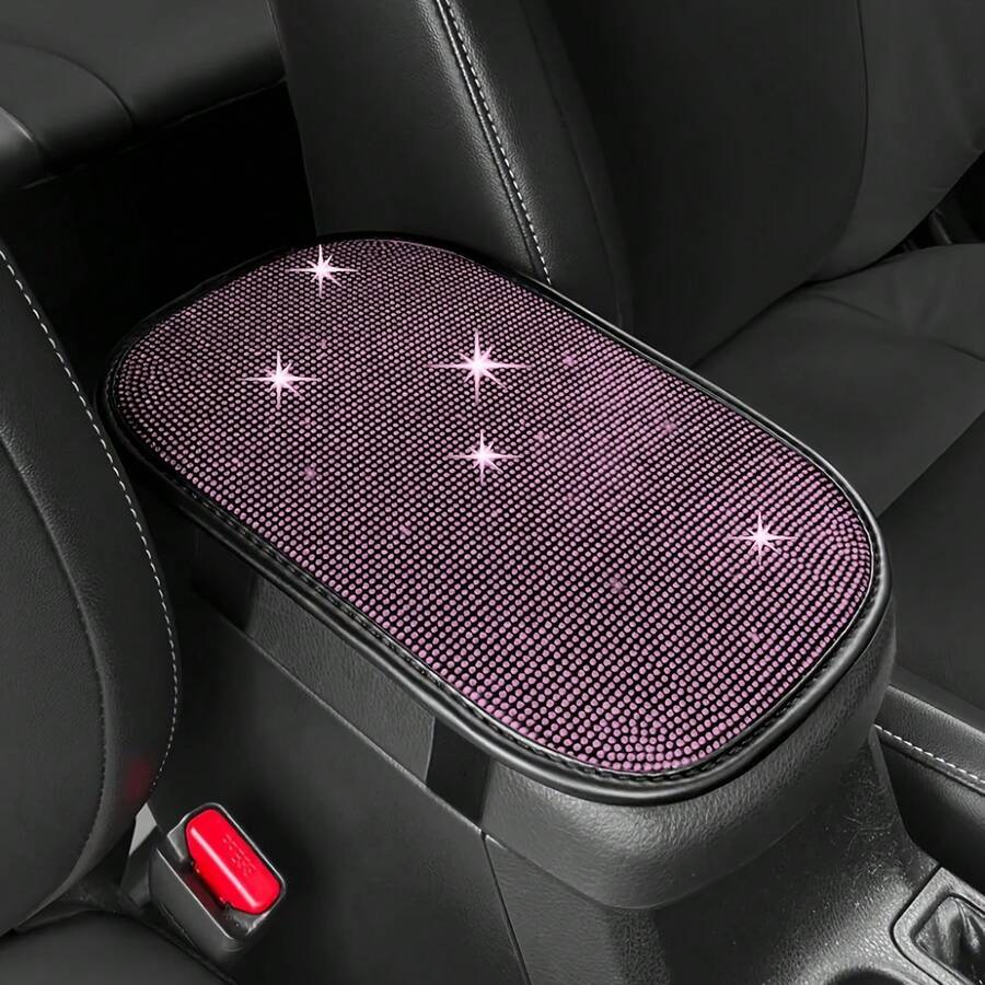 1件闪亮汽车中控扶手套，钻石水钻汽车中控保护套，水晶软扶垫，通用型，适用于大多数车型 - 彩色 - 查看 1