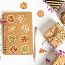 56张可爱卡通披萨贴纸，防水乙烯基食品主题贴纸，适用于成人、青少年、日记本、笔记本、笔记本电脑、水瓶、手机壳、吉他、滑板、行李箱、自行车、计划本、DIY工艺品等。 - 彩色 - 查看 3