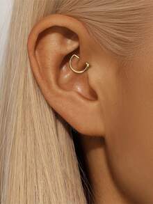 EleRunis 1件 925纯银心形星月莲花平底耳骨耳钉，适合日常佩戴、婚礼、派对、订婚、周年纪念、情人节等场合。 - 金色 - 查看 3