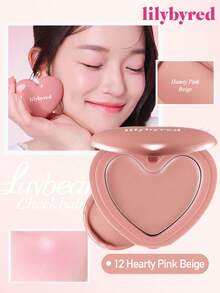 lilybyred K-Beauty Luv Beam腮红膏，质地柔滑，持久透亮妆效，丝绒般柔润的腮红膏，打造自然光泽妆容，质地细腻，妆感自然，日常妆容腮红膏 - 12 Hearty Pink Beige - 查看 1