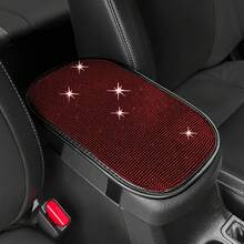 1件闪亮汽车中控扶手套，钻石水钻汽车中控保护套，水晶软扶垫，通用型，适用于大多数车型 - 彩色 - 查看 2