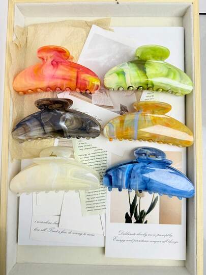 1pc/3pcs/6pcs Women Large Size Fashion Elegant Hair Clips, Wavy Hair Claw Barrette For Updo