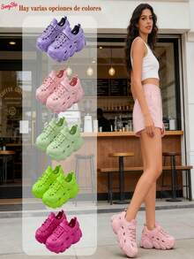 Zapatillas deportivas resistentes al agua con talón reforzado diseño aireado y suela de alto agarre ideales para salidas al aire  días lluviosos - Rosa - Ver 4