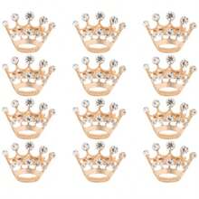 Crown Brooch Pin With Rhinestone Tiara Design Mini Sparkly Gold Crown Lapel Pin For Women Men And Girls Elegant Accessory For Jackets Party Dresses Pageants Weddings And Birthdays 1.10X0.78X0.47 Inch - như hình - Xem 1
