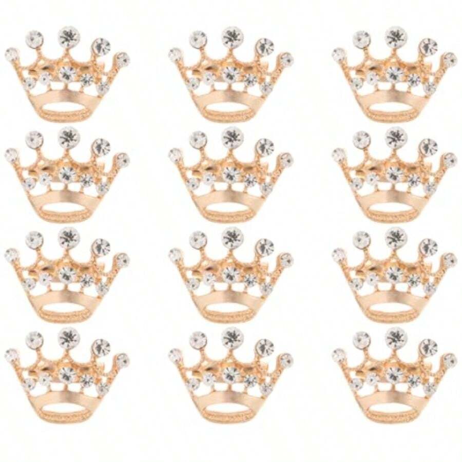 Crown Brooch Pin With Rhinestone Tiara Design Mini Sparkly Gold Crown Lapel Pin For Women Men And Girls Elegant Accessory For Jackets Party Dresses Pageants Weddings And Birthdays 1.10X0.78X0.47 Inch - như hình - Xem 1