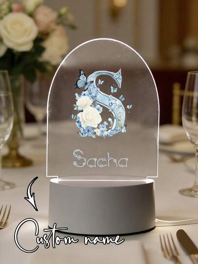 1pc Customized 26 English Alphabet Creative Gift, Personalized Valentine's Day Gift, Customized Name Night Light, Valentine's Day Gift For Girlfriend, Customized Valentine's Day Gift, Customized Girlfriend Gift, Customized Bedroom Decor, Customized Party Decor, Valentine's Day Gift