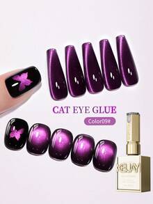 XEIJAYI 1 Botella de 15ml de esmalte de uñas de gel UV con efecto de ojo de gato morado, removible y magnético, apto para salones de uñas y manualidades en casa - Morado Violeta - Ver 4