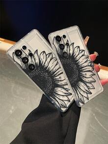 1个时尚简约复古黑色雏菊图案透明气囊TPU材质防摔手机壳，适合作为三星Galaxy S22/23/24/25/A05/A05S/A53/A54/A55及其他型号的节日礼物 - 彩色 - 查看 8