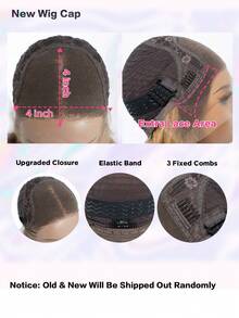 QVR QUEEN VIRGIN REMY QVR渐变棕色波波头蕾丝前假发，真人发丝，带金色条纹，透明蕾丝前假发，4x4封闭式波波头假发 - S4/27/613 - 查看 8