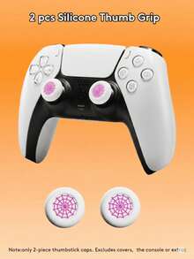 2pcs Silicone Anti-Slip Thumb Grip Caps, Fit For 5/ 4 Controller, Sweat-Proof Joystick Cover To Enhance FPS Accuracy, Spider/Football/Purple Pattern Options, Gamer Couples Gift - Multicolor - View 9