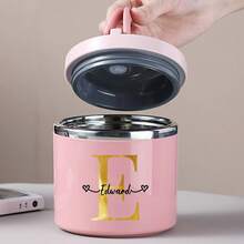 Stainless Steel Personalized Custom Name 21.3oz Insulated Lunch Box With Handle, Thermal Food Container, Portable Handheld Lunch Box, Suitable For Hot Soup And Meals, Reusable Round Breakfast Cup, Kitchen Storage Box, Hand Wash Only - B - Xem 10