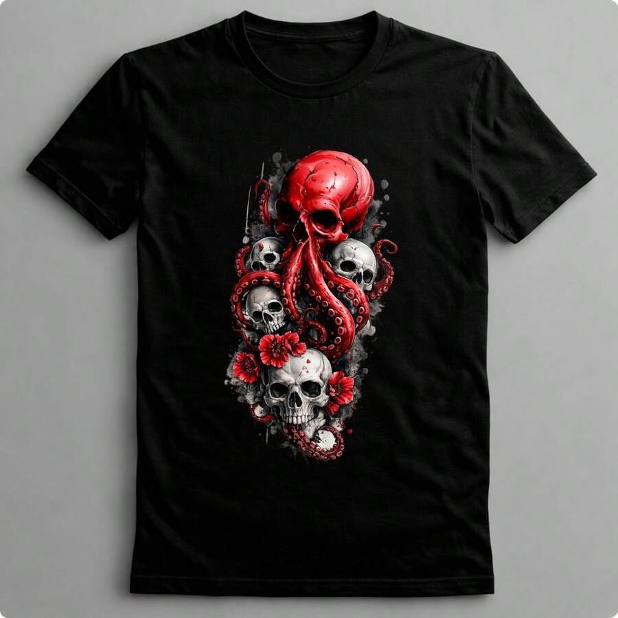 Suffix Skull T-Shirt Premium Shirt 100% Cotton Promotional Price Men's Women's Casual T-Shirt Streetwear - BLACK-EST 31 - 查看 1