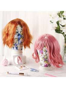 22 Inch Patterned Wig Head, Canvas Mannequin Head With Mounting Holes, Used For Wig Making, Styling, And Display - Multicolor - View 5