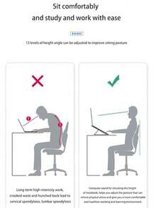 1 Giá đỡ laptop điều chỉnh được kèm giá đỡ điện thoại, giá đỡ tản nhiệt có thể điều chỉnh với chỗ để điện thoại mở rộng, chất liệu ABS, thiết kế gập gọn cho thiết bị từ 10-15.6 inch, bao gồm túi đựng du lịch - Dụng cụ sắp xếp bàn làm việc/Phụ kiện công nghệ thời trang/Phụ kiện chắc chắn cho bàn làm việc văn phòng/Đồ dùng văn phòng trang trí văn phòng - A - Xem 7