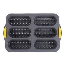 1/2 piezas Set Mini Molde de Perro Caliente, Bandeja de Hornear Antiadherente de Silicona, Maker de Sándwich de Desayuno, Molde de Pan Baguette Francés de 6 Cavidades, Herramienta de Hornear de Cocina - Gris - Ver 12
