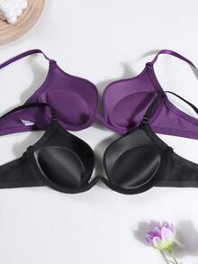 2pcs/Set Thick Padded Open-Front Bras For Teenage Girls, Comfortable & Supportive Back Design, Suitable For 13-16 Years Old - Multicolor - View 5