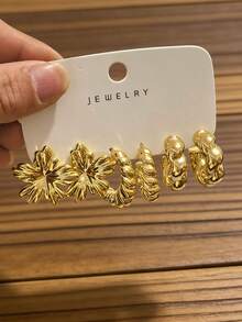 6-18件新款时尚CCB耳环，适合全年日常佩戴 - 彩色 - 查看 3