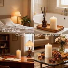 4/6/8 Pack Hand Rolled Ivory White Honeycomb Beeswax Pillar Candles, 2 X 4 Inches Smokeless Unscented Handcrafted Decor Candles, Natural Clean Burning Candles, Ideal Home Table Ornaments & Premium Gifts For Candle Enthusiasts - 白色 - 查看 7