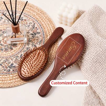 1 Pc Personalized Custom Wooden Hair Brush | Engraved Name Air Cushion Wooden Comb With Handle Detangling Hairbrush | Wedding Bridesmaids Brides Maid Proposal Gifts Women Hair Care | Custom Personalized Gifts For Women Girlfriend Friends Hair Brush Comb Personalized Gifts Customizable Things | Back To School Gift Valentine's Day Gift Easter Gift Easter Party Supplies Easter Basket Stuffers