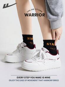 Warrior 女士板鞋，春秋季舒适百搭，休闲时尚，四季皆宜，耐磨耐穿，适合全天穿着，训练跑步鞋 - 白/紅 - 查看 6