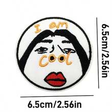 5pcs I AM COOL Applique Patches Embroidered DIY Iron On Patches For Clothing Jeans T-Shirt - A-White - View 5