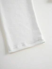 Áo thun dài tay màu trắng SMILE CHIC với thiết kế bất đối xứng, kiểu dáng giản dị dành cho nữ, thoải mái và đa năng, thích hợp cho mùa xuân, kỳ nghỉ và mặc hàng ngày. - trắng - Xem 6