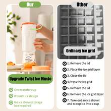 旋转式瓶装制冰器，配3个冰格，旋转式冰格带防尘盖，旋转即可取出冰块，轻松旋转即可取出，适用于饮料、咖啡、鸡尾酒（绿色） - 彩色 - 查看 9