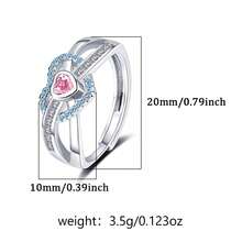 1pc 925 Silver Heart Shaped Zirconia Adjustable Ring, Elegant Quality Design Suitable For Daily Casual, Party, Wedding, Engagement, Valentine's Day, Birthday Gift For Women - Silver - View 4