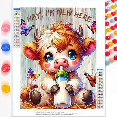 1pc [30*40cm/11.8*15.7in]5D Acrylic Diamond Painting Kit, Little Calf Pattern, Suitable For Adult Beginners DIY Mosaic Diamond Art, Full Drill Handmade DIY Diamond Painting, Decor For Living Room, Bedroom, Office Wall, Gift For Family And Friends, Frameless