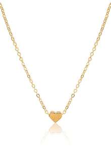 1 Pcs 18k Gold Plated 3D Heart Necklace For Women, Dainty Cute Heart Pendant Choker Collarbone Chain, Delicate Adjustable Layering Jewelry Suitable For Giving As A Gift Chain For Special Occasions Party Wedding Gift Holiday Celebration Christmas Valentine's Day Anniversary Birthday Mother's Day Graduation Halloween Present For Her Best Friend Girlfriend Wife Daughter Sister Mom Female Loved Ones Everyday Essential Fashionable Versatile Timeless Classic Gift Idea For Women And Girls - 金色 - 查看 7