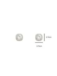 1 Pair S925 Sterling Silver Square Diamond Stud Earrings, Minimalist Design, Fashionable Versatile Luxury Elegant Earrings Gift For Women - square diamond - View 9
