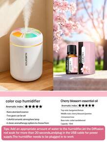 1个迷你USB车载加湿器，ABS多功能夜灯冷雾加湿器，室内香薰加湿器，USB供电，2种工作模式，7色LED氛围灯，自动关机，静音喷雾，日常加湿，便携式精油香薰机，车载空气净化器，适用于家居装饰、办公室、客厅、汽车及女性礼物 - 多色 - 查看 17