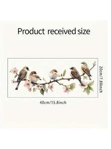 1片色彩鲜艳的花鸟窗贴 - 自粘创意墙贴，图案为麻雀和盛开的花朵，塑料材质，适用于浴室或家居装饰 - 黑色1件 - 查看 12