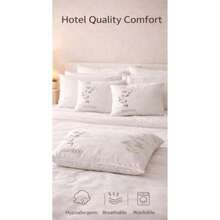 2个装优质竹纤维枕头，尺寸50x60厘米，填充物650克，柔软舒适，凉爽透气，低过敏性，土耳其制造 - 白色 - 查看 3