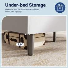 Allewie Full/Queen/King Bed Frames With Adjustable Headboard, Modern Boucle Upholstered Platform Bed With Solid Wooden Slats Support, No Box Spring Required, Easy Assembly,White - 白色 - 查看 5