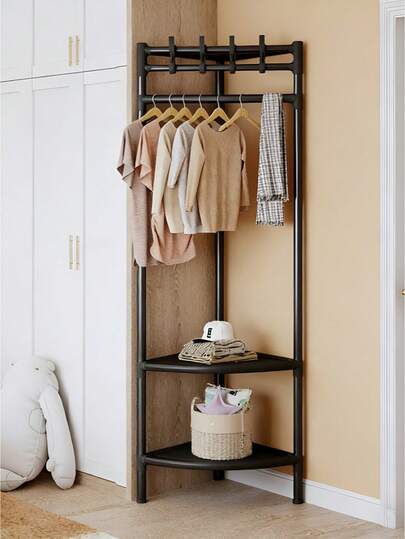 1 buc. Suport de haine de colț, suport metalic multifuncțional pentru dormitor, suport de haine simplu pentru uz casnic, ușor de asamblat, economisește spațiu, ușor, potrivit pentru coridoare de acasă, dormitoare și apartamente