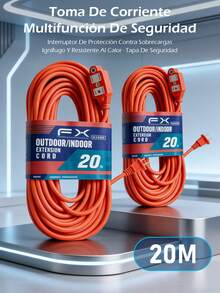 Cable de extensión doméstico de 15 m, cable de extensión de alimentación con enchufe, 3 tomas, adecuado para herramientas eléctricas pesadas y viajes - Tipo de Enchufe A USA (110-127V) - Ver 23